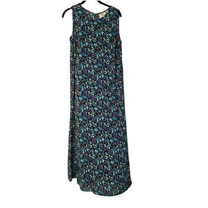 90s Vintage Y2K Whimsigoth Easy Sport Sleeveless Ditsy Floral Maxi Dress Size 8